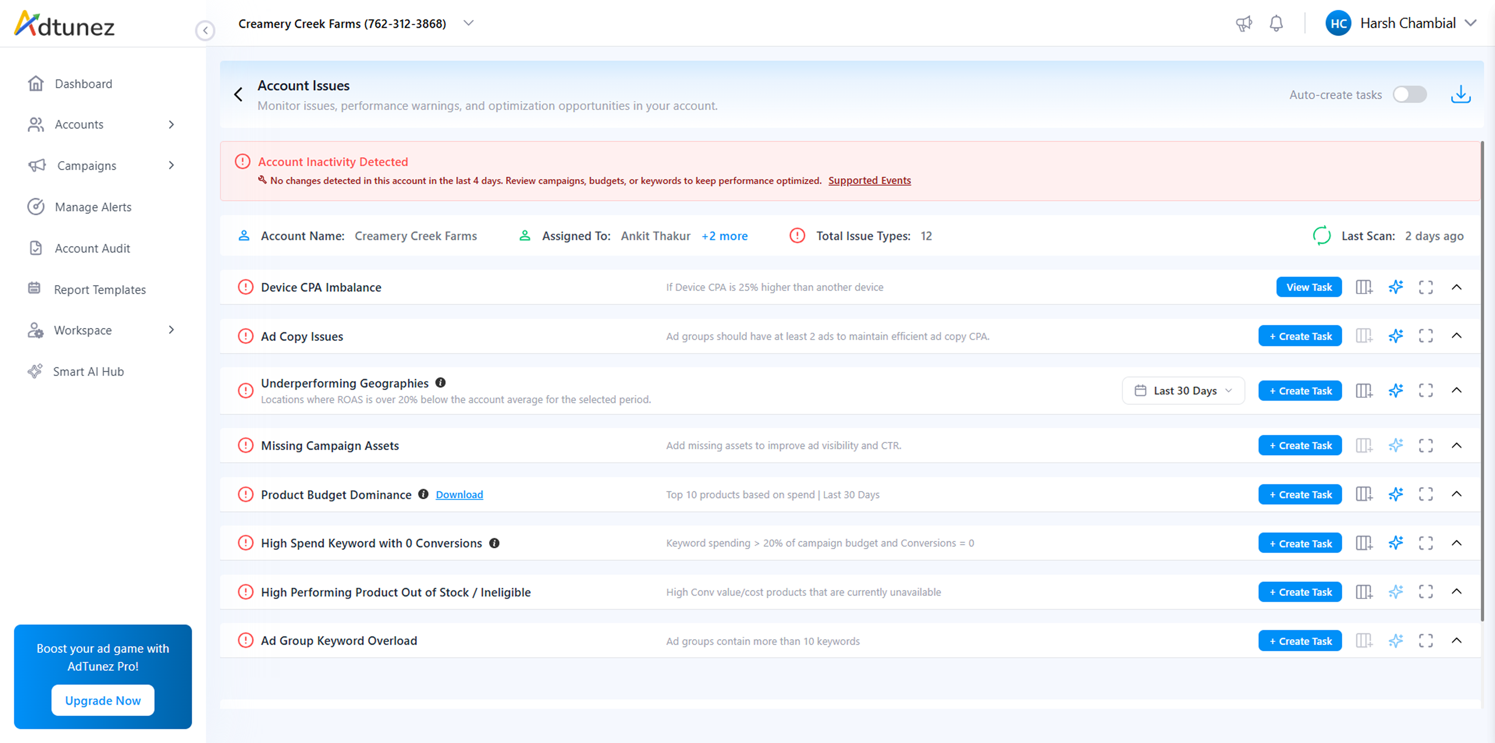 High Spend Keyword with 0 Conversions - Google Ads account issues report